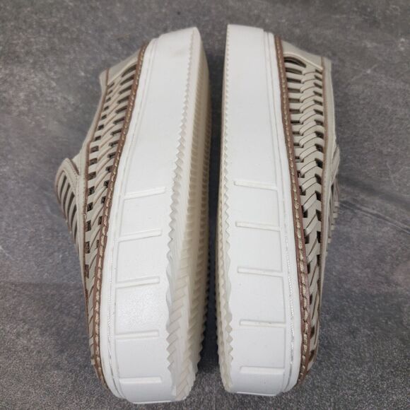 Vince Camuto Shoes Womens 5 M Cream Woven Slip-On Romeen Platform Sneakers - Picture 6 of 12